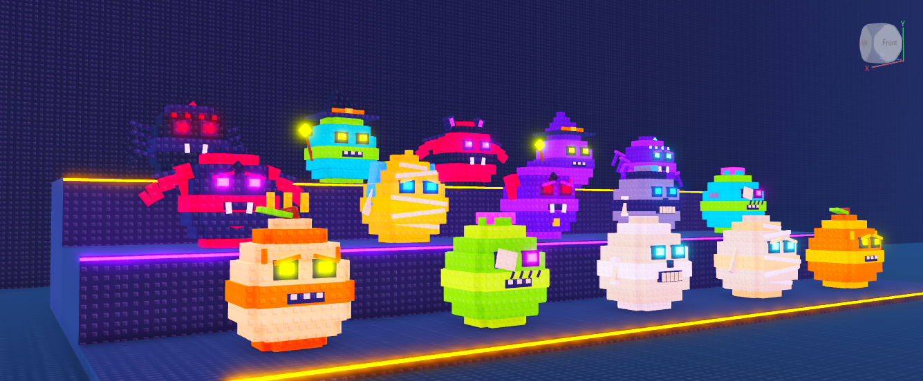 Colourful Halloween eggs from the Roblox asset collection